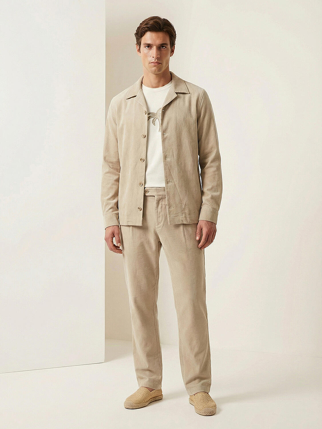 Naturel Keten Karışımlı Regular Fit Pantolon - 2