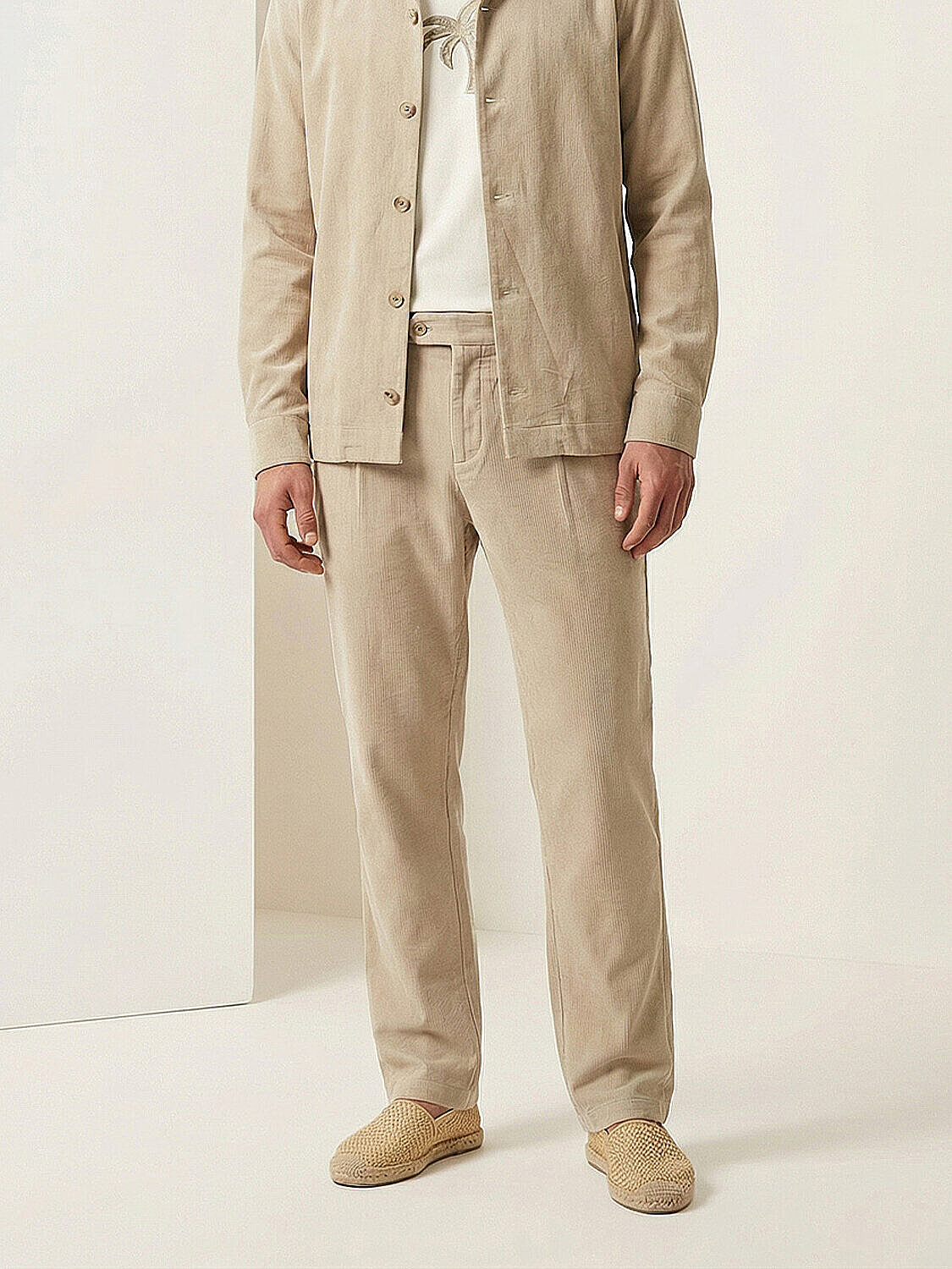 Naturel Keten Karışımlı Regular Fit Pantolon (1)
