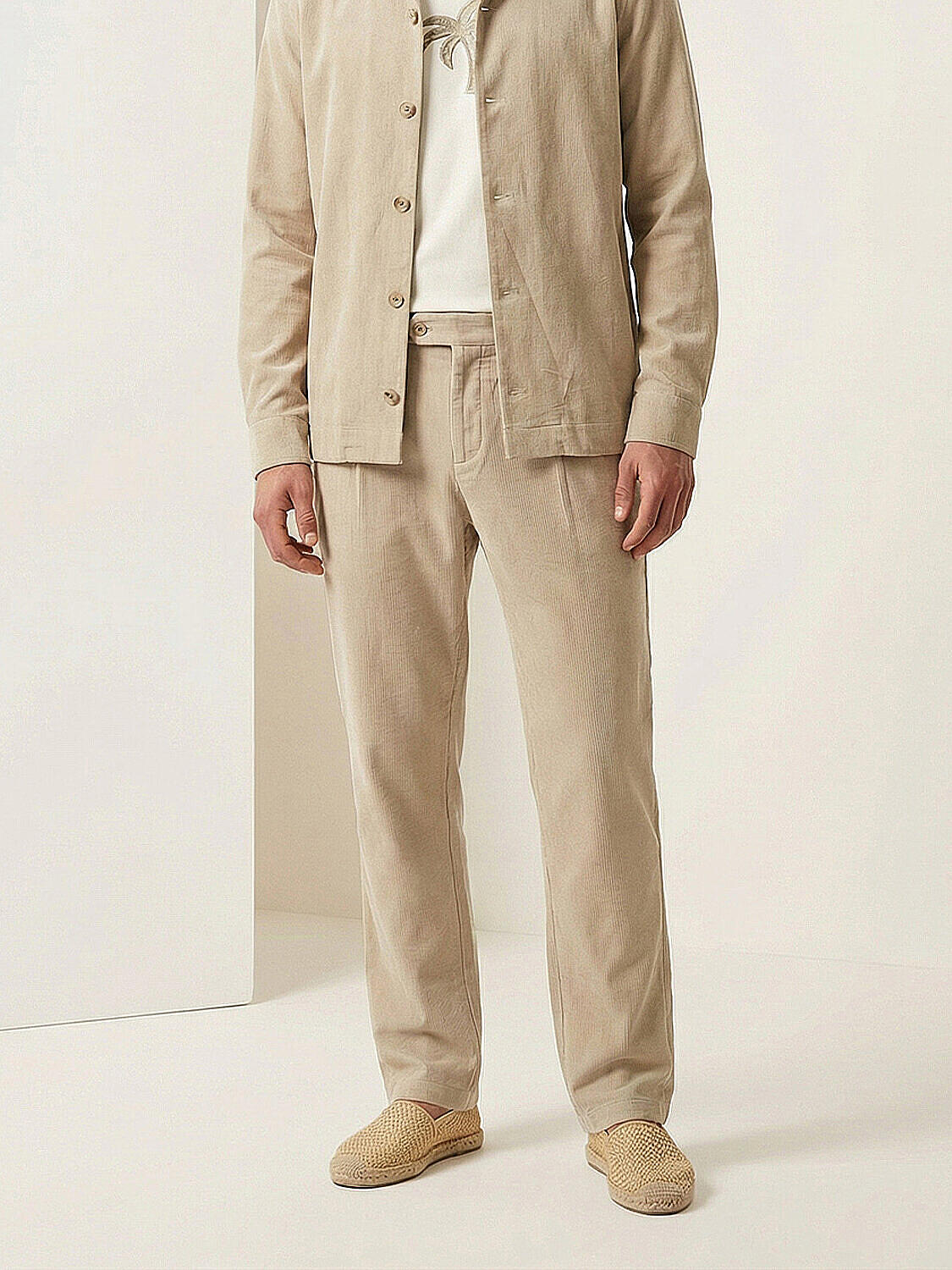 Naturel Keten Karışımlı Regular Fit Pantolon (1)