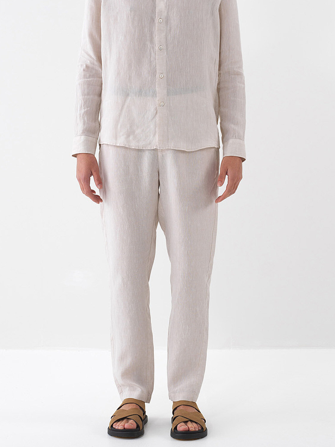 Naturel %100 Keten Regular Fit Pantolon