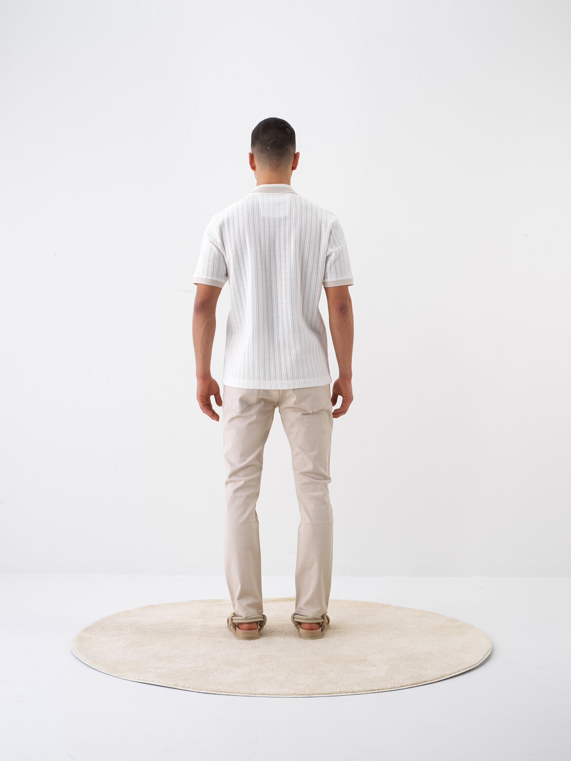 Naturel Pamuk Dokulu Slim Fit Pantolon - 5