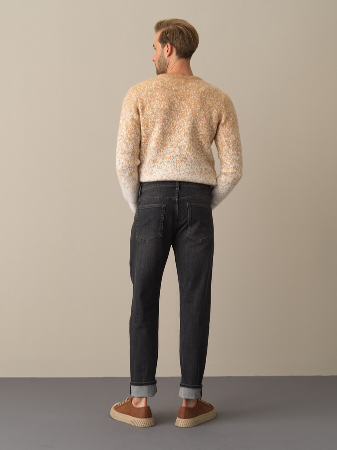 Gri Pamuk Dokulu Slim Fit Denim Pantolon - Xint