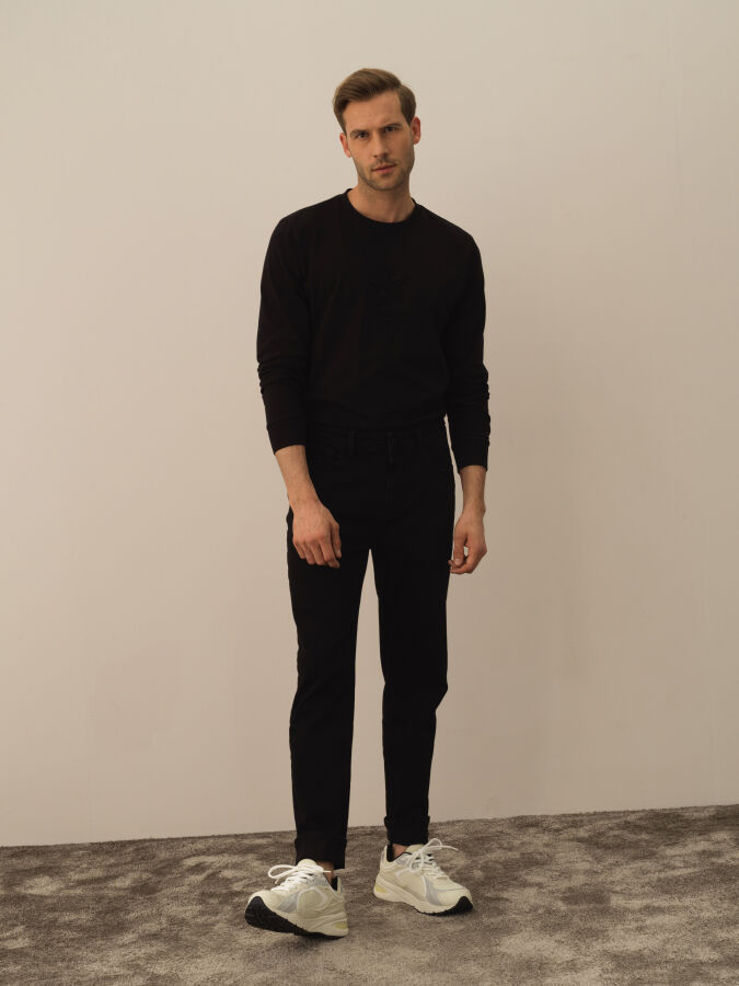 Siyah Slim Fit Pamuklu Denim Pantolon (1)