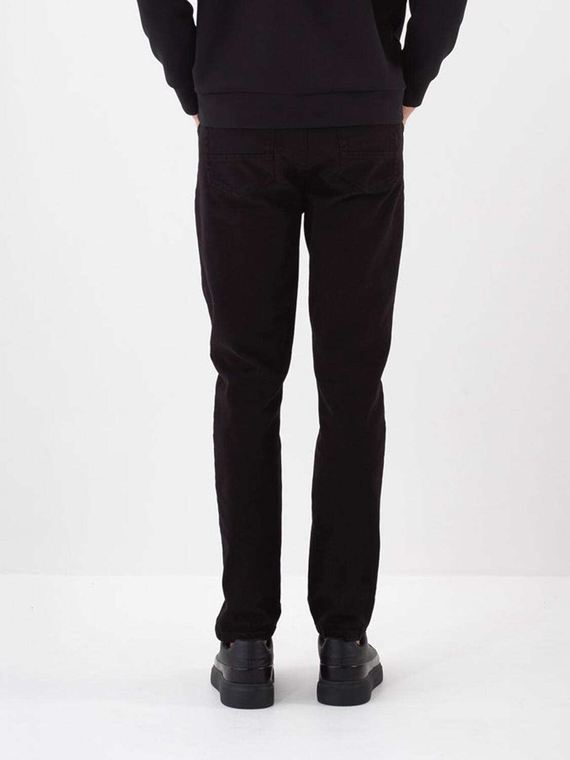 Siyah Pamuk Dokulu Slim Fit Pantolon - 3