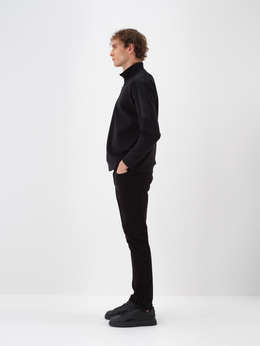 Siyah Pamuk Dokulu Slim Fit Pantolon - 3