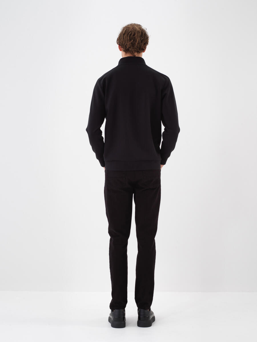 Siyah Pamuk Dokulu Slim Fit Pantolon - 4