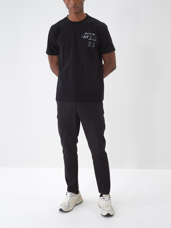 Siyah Pamuk Dokulu Slim Fit Pantolon (3)