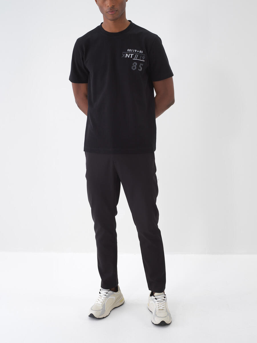 Siyah Pamuk Dokulu Slim Fit Pantolon - 3