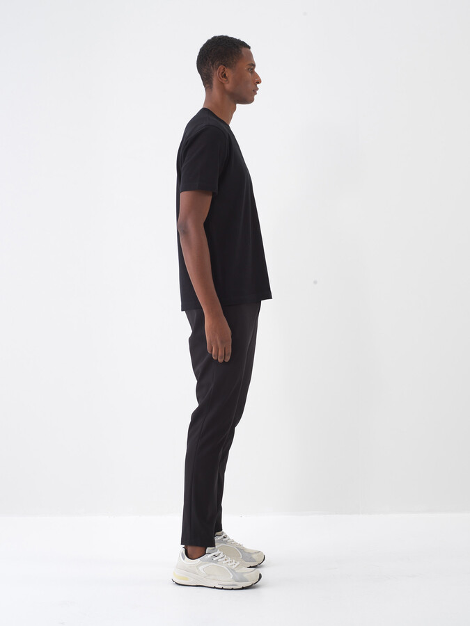Siyah Pamuk Dokulu Slim Fit Pantolon (4)
