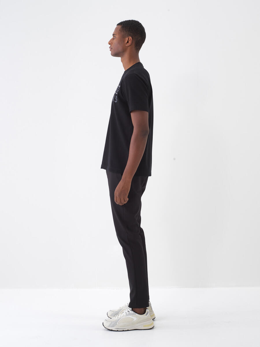 Siyah Pamuk Dokulu Slim Fit Pantolon - 5