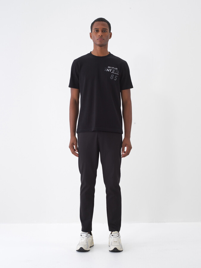 Siyah Pamuk Dokulu Slim Fit Pantolon (1)