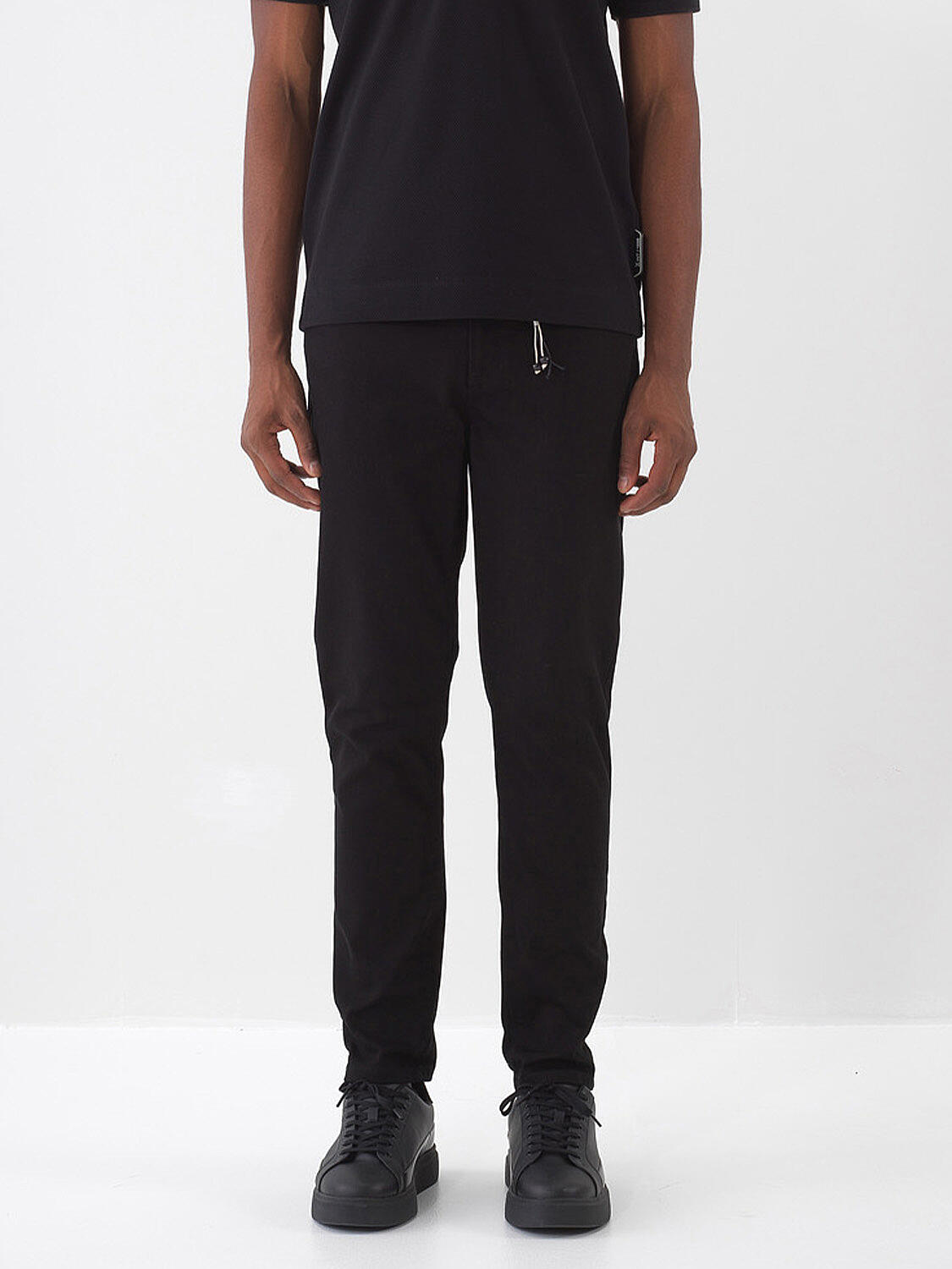 Siyah Pamuk Dokulu Slim Fit Pantolon - 2