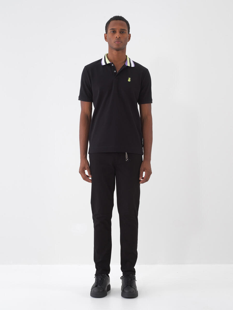 Siyah Pamuk Dokulu Slim Fit Pantolon - 1