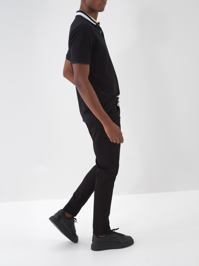 Siyah Pamuk Dokulu Slim Fit Pantolon (5)