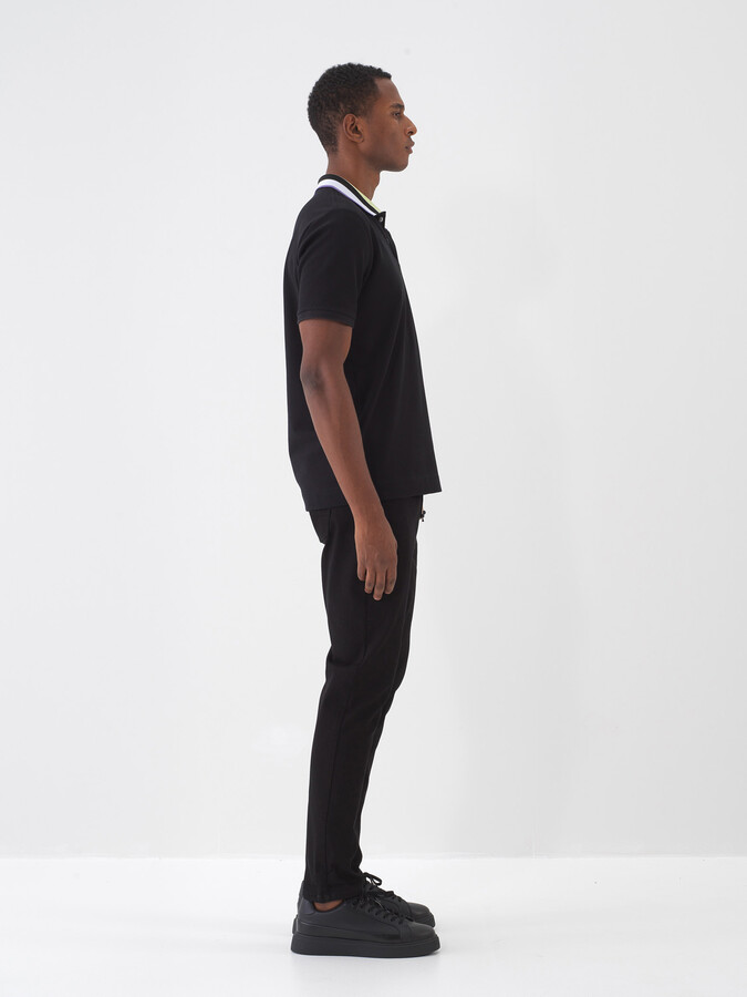 Siyah Pamuk Dokulu Slim Fit Pantolon (3)