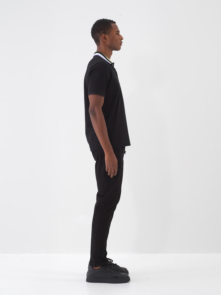 Siyah Pamuk Dokulu Slim Fit Pantolon - 3