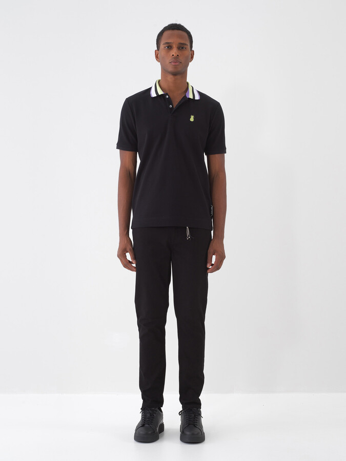 Siyah Pamuk Dokulu Slim Fit Pantolon (1)