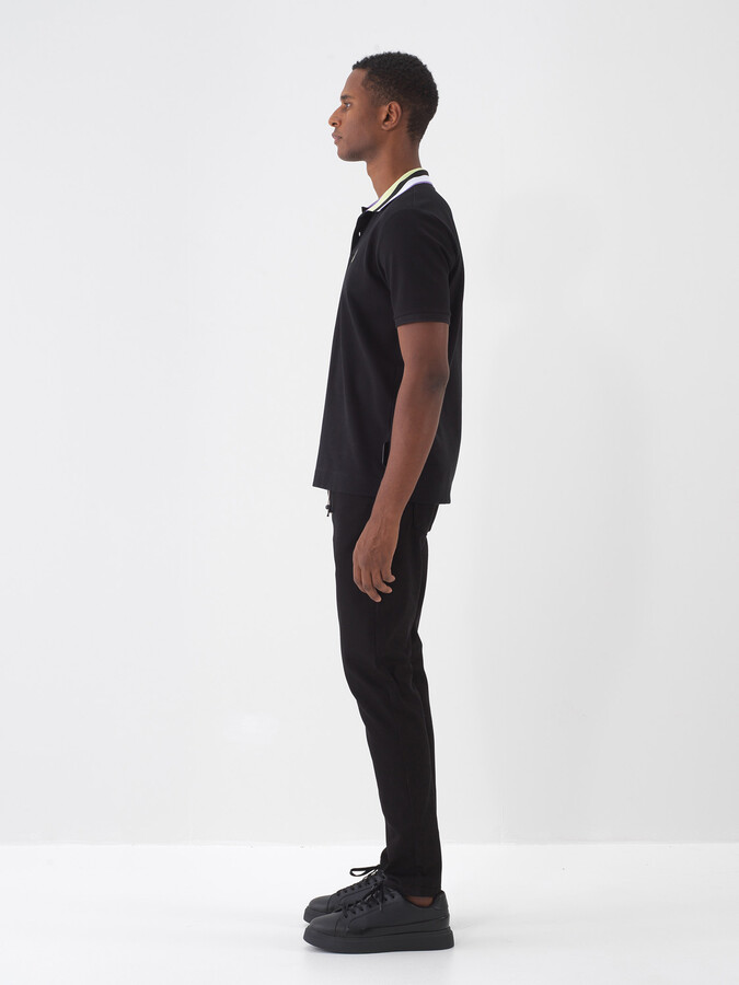 Siyah Pamuk Dokulu Slim Fit Pantolon (4)