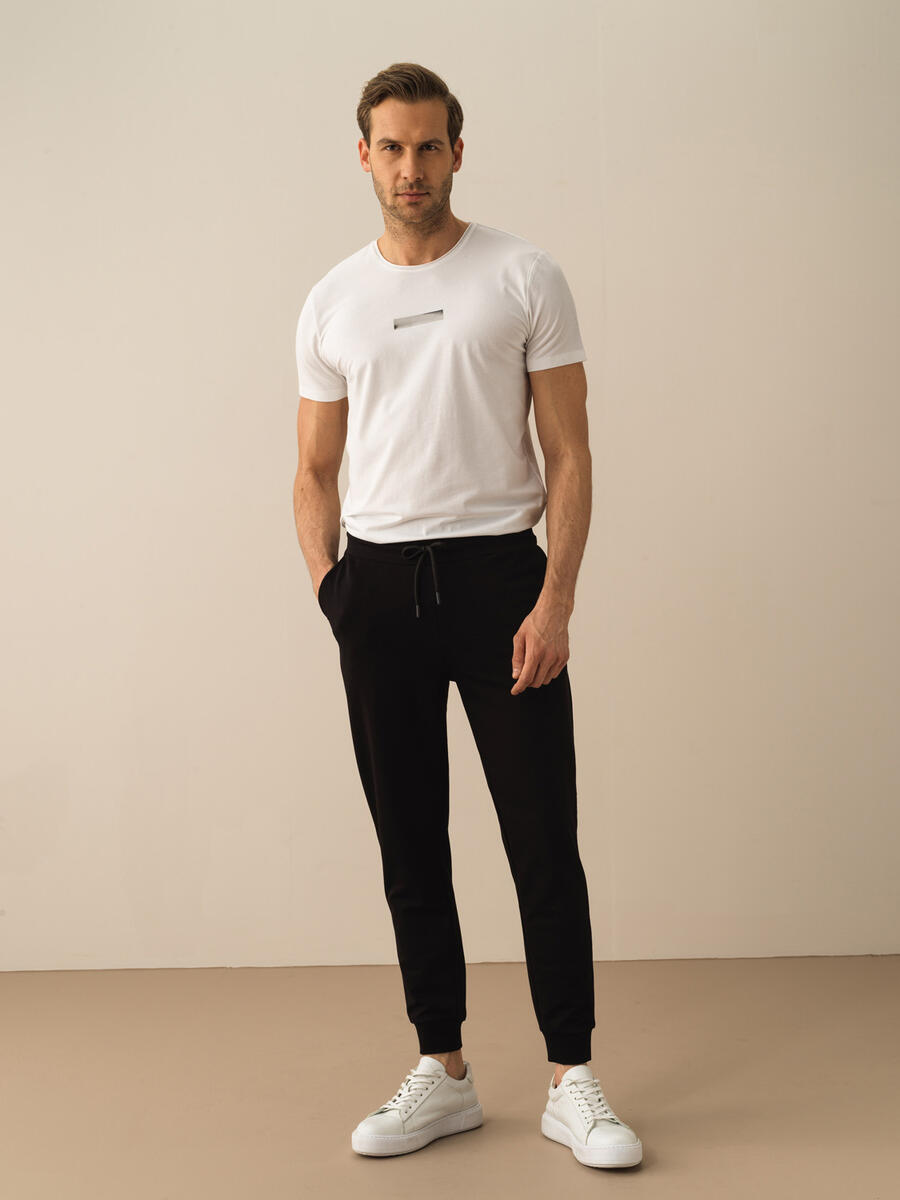 Siyah Pamuk Dokulu Slim Fit Pantolon - 2