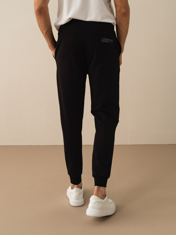 Siyah Pamuk Dokulu Slim Fit Pantolon - 3