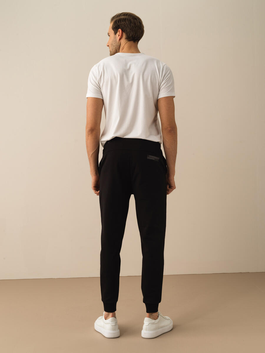 Siyah Pamuk Dokulu Slim Fit Pantolon - 4