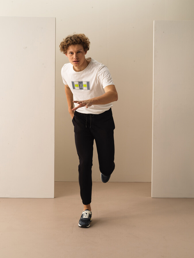Siyah Pamuk Dokulu Slim Fit Pantolon - 2