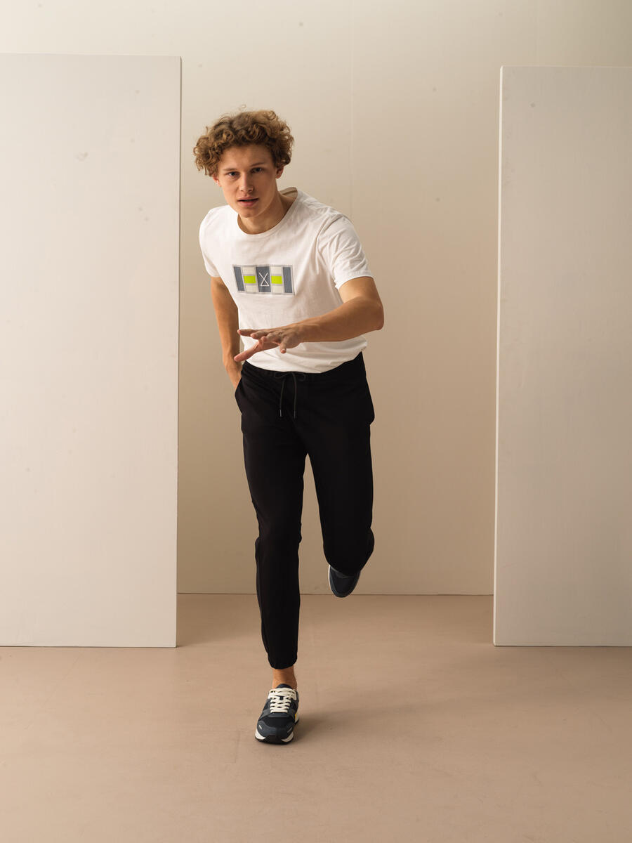 Siyah Pamuk Dokulu Slim Fit Pantolon - 2