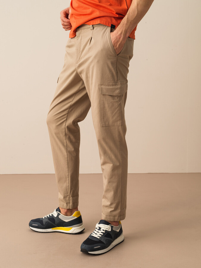 Taş Rengi Pamuk Dokulu Slim Fit Pantolon - 3