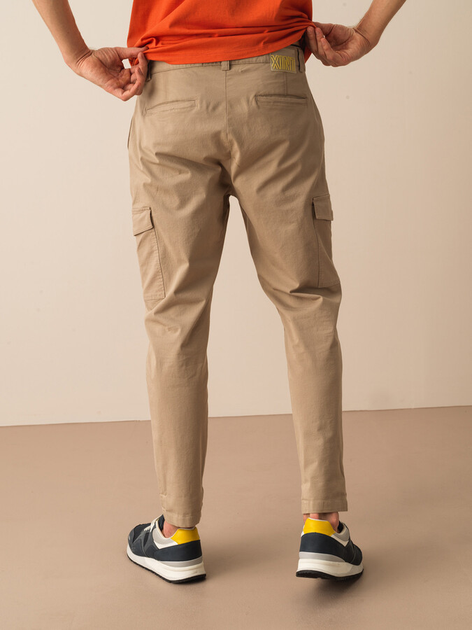 Taş Rengi Pamuk Dokulu Slim Fit Pantolon - 4