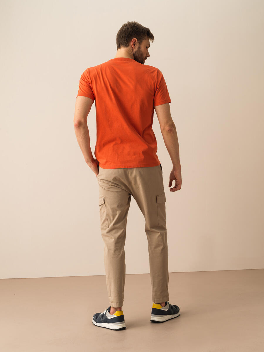 Taş Rengi Pamuk Dokulu Slim Fit Pantolon - 5