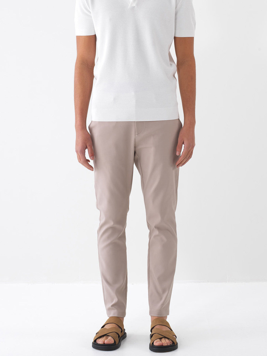 Taş Rengi Pamuk Dokulu Slim Fit Pantolon