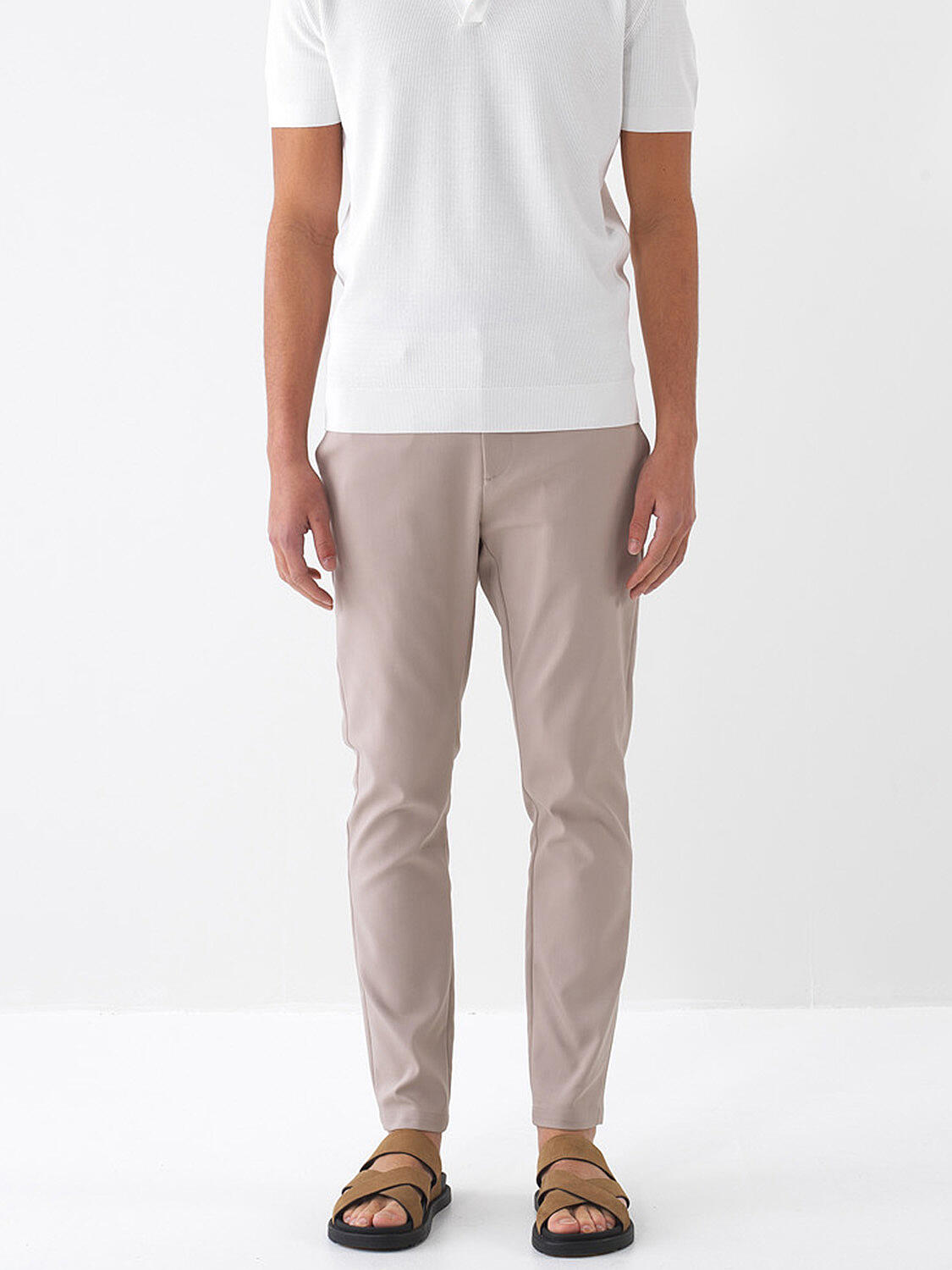 Taş Rengi Pamuk Dokulu Slim Fit Pantolon - 2