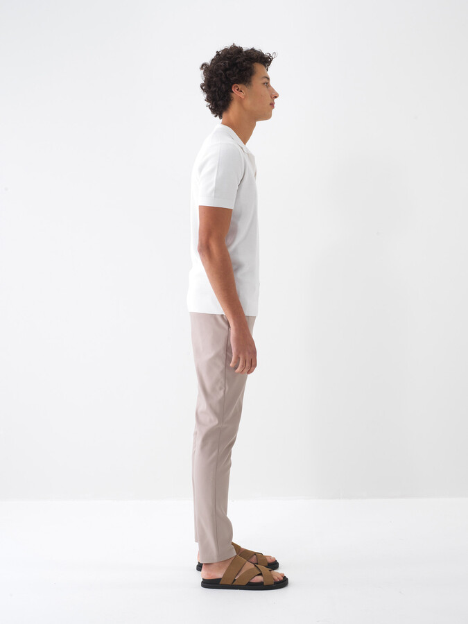 Taş Rengi Pamuk Dokulu Slim Fit Pantolon (3)