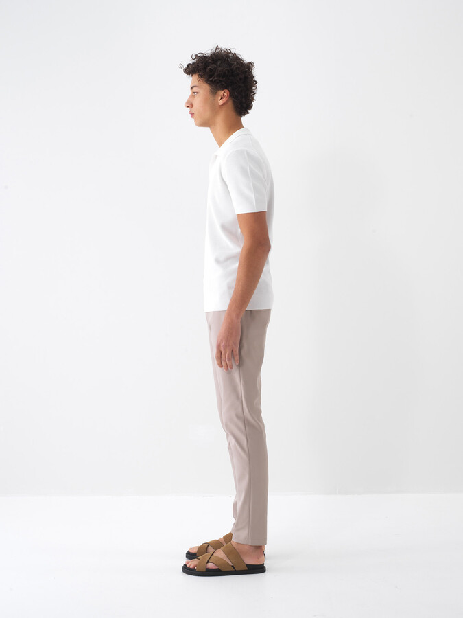 Taş Rengi Pamuk Dokulu Slim Fit Pantolon (4)