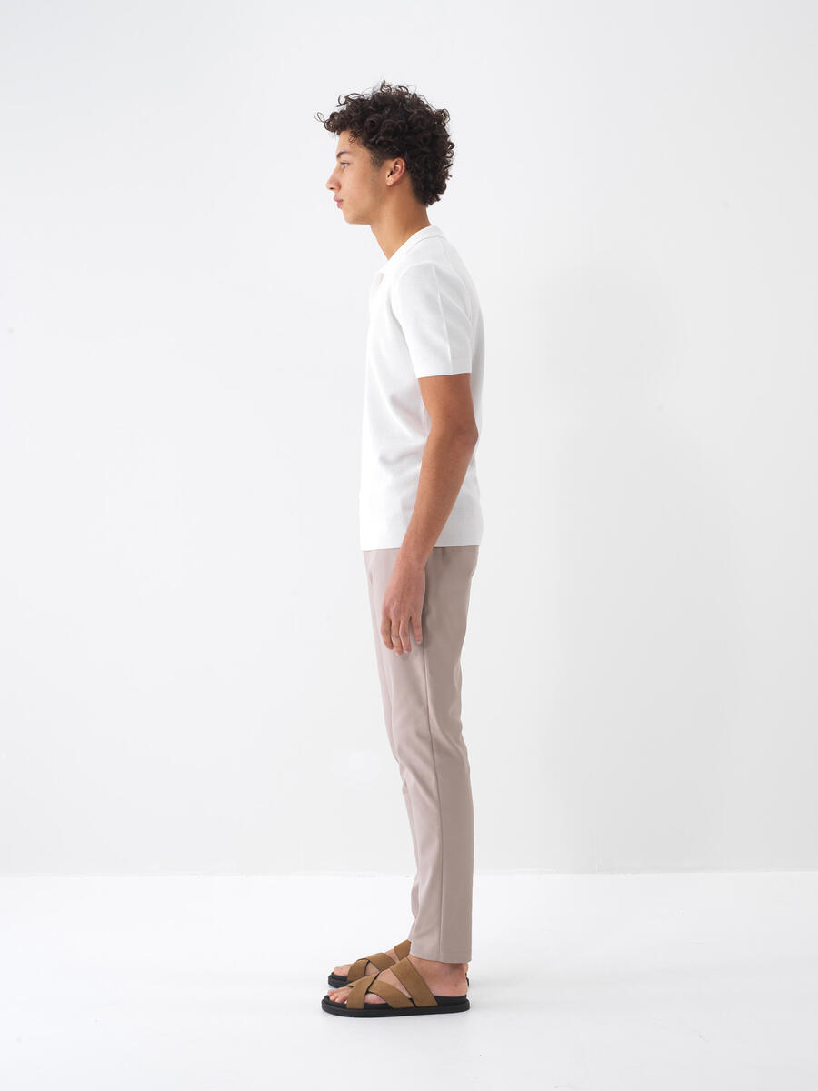 Taş Rengi Pamuk Dokulu Slim Fit Pantolon - 4