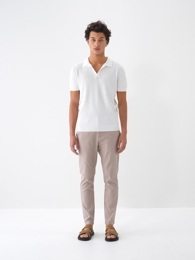 Taş Rengi Pamuk Dokulu Slim Fit Pantolon (1)