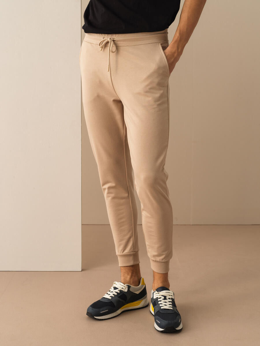 Taş Rengi Pamuk Dokulu Slim Fit Pantolon - 1