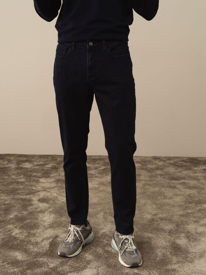 Xint Toptan Lacivert Pamuk Dokulu Slim Fit Pantolon