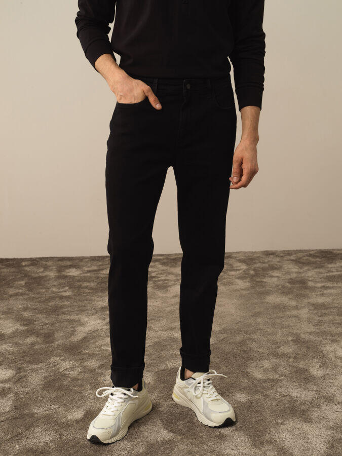 Xint Toptan Siyah Pamuk Dokulu Slim Fit Pantolon