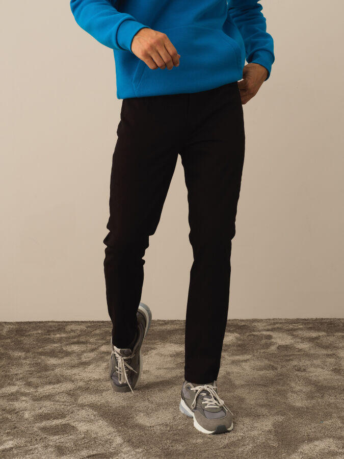 Xint Toptan Siyah Pamuk Dokulu Slim Fit Pantolon