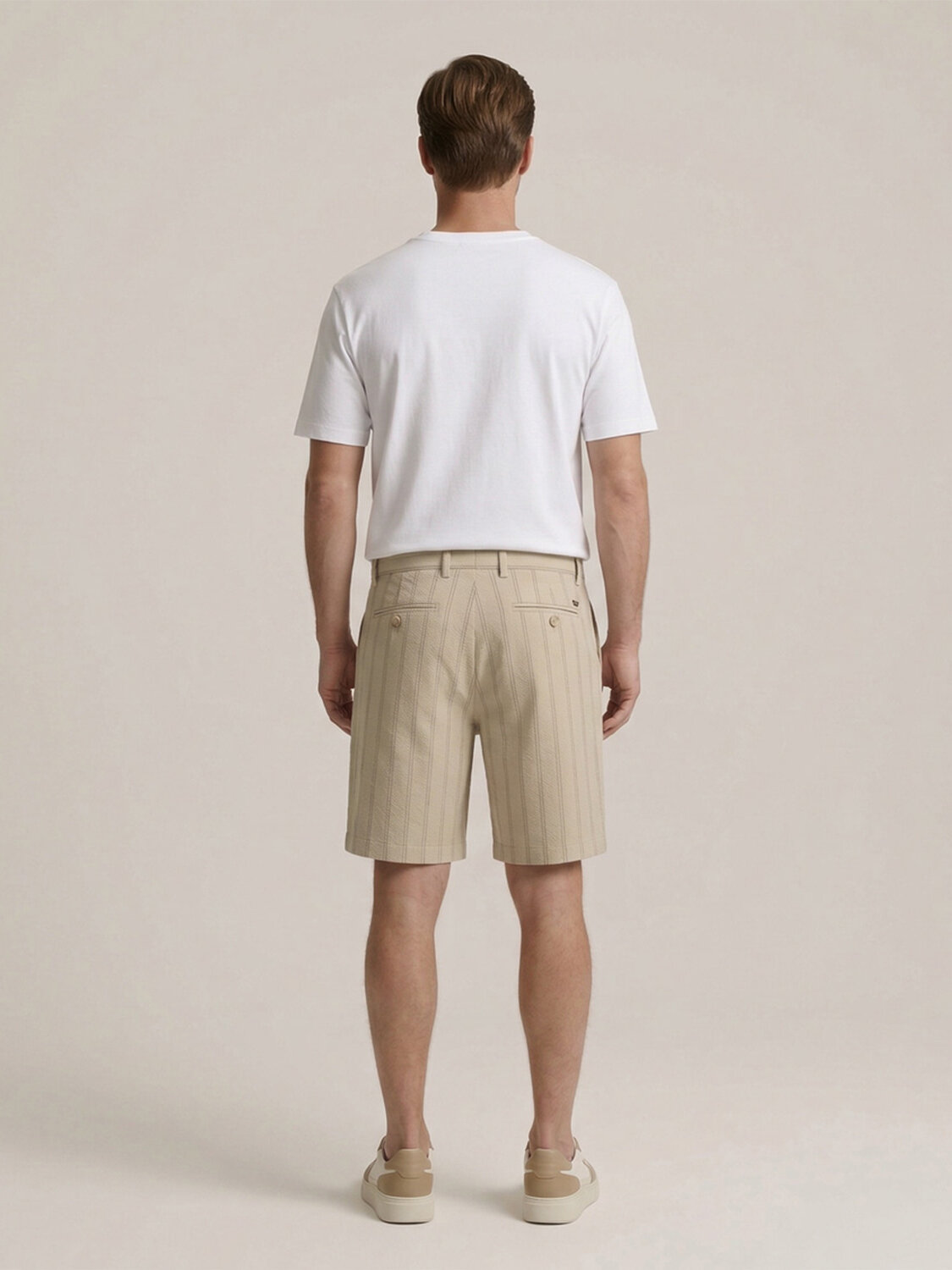 Bej Doğal Dökümlü Regular Fit Şort - 4