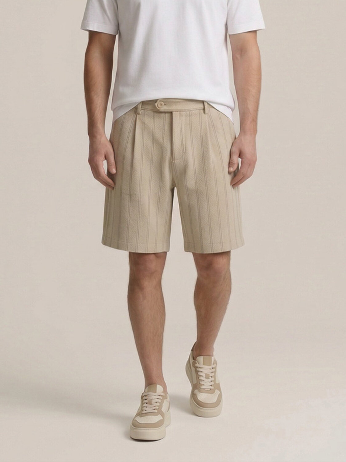 Bej Doğal Dökümlü Regular Fit Şort