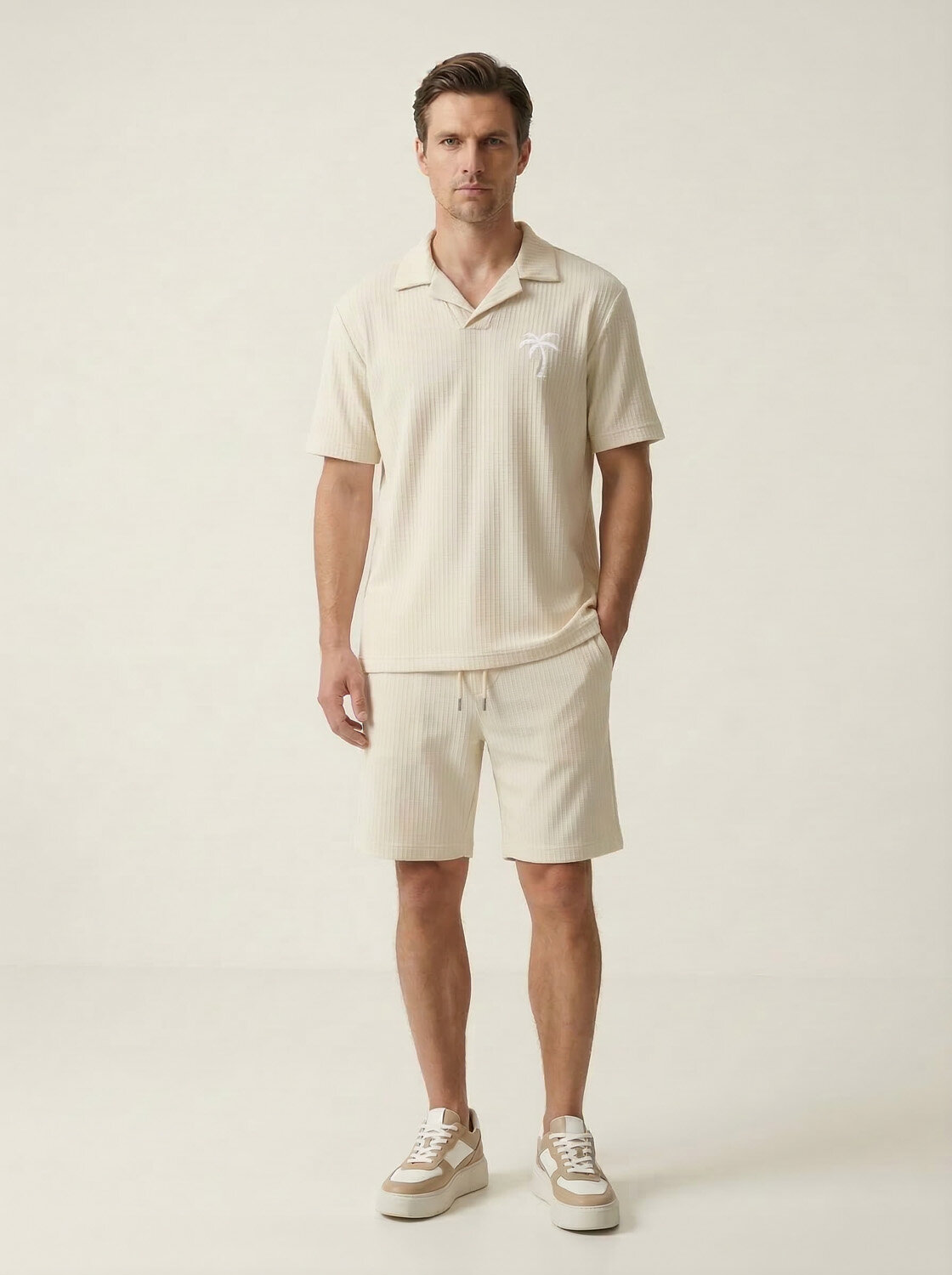 Bej Doğal Dökümlü Regular Fit Şort - 3