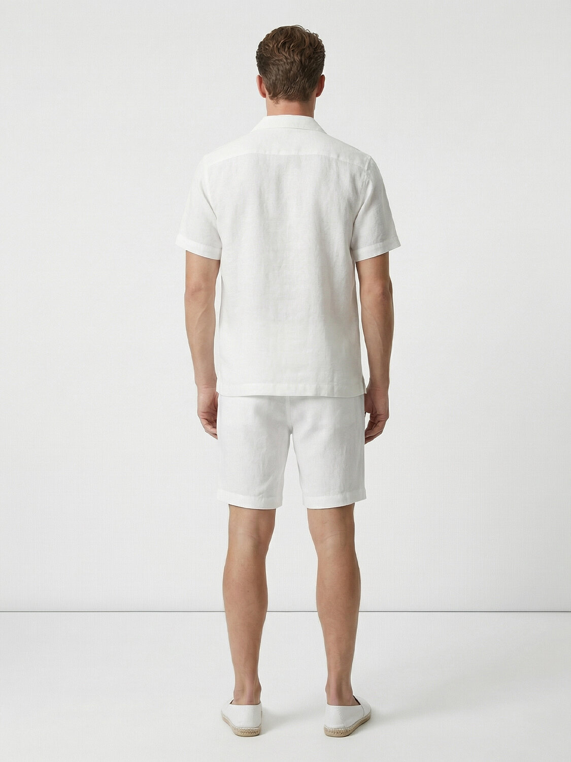 Beyaz %100 Keten Regular Fit Şort - 4