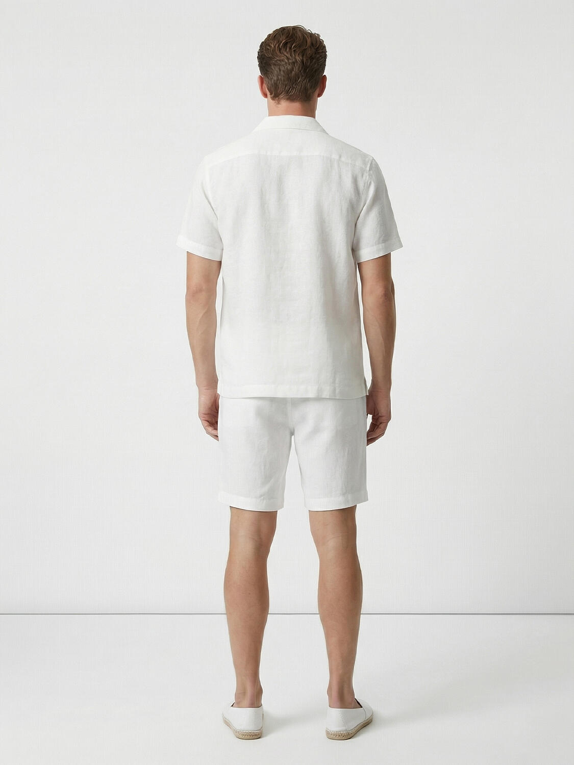 Beyaz %100 Keten Regular Fit Şort - 4