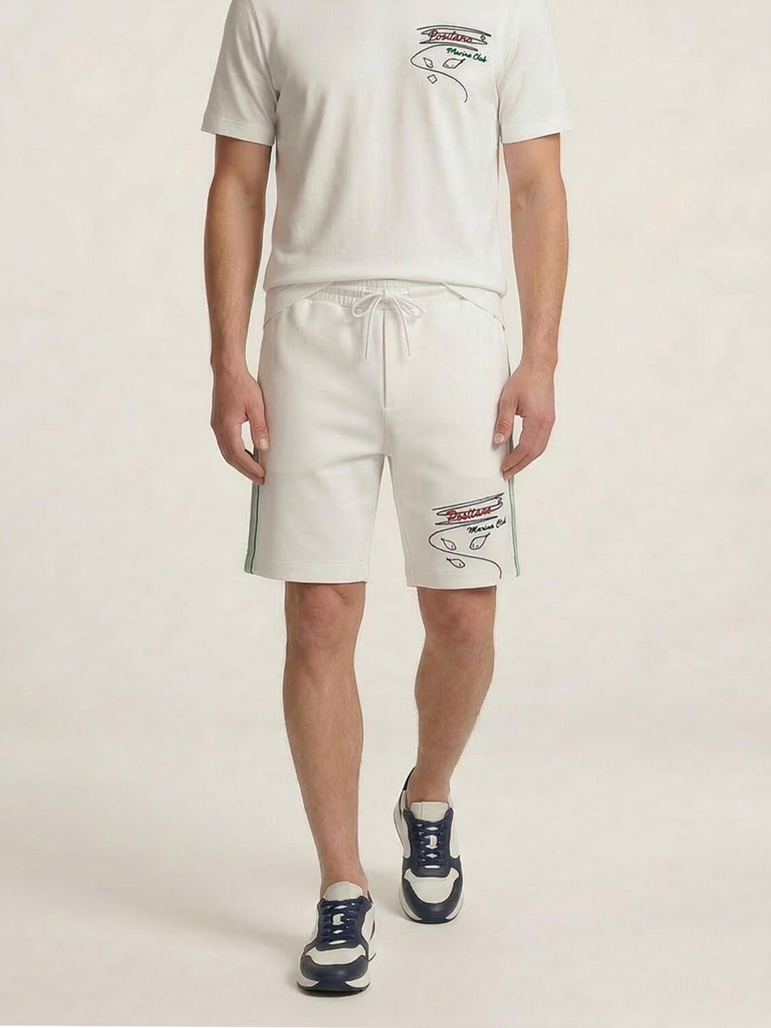 Beyaz Pamuk Dokulu Regular Fit Şort - 1