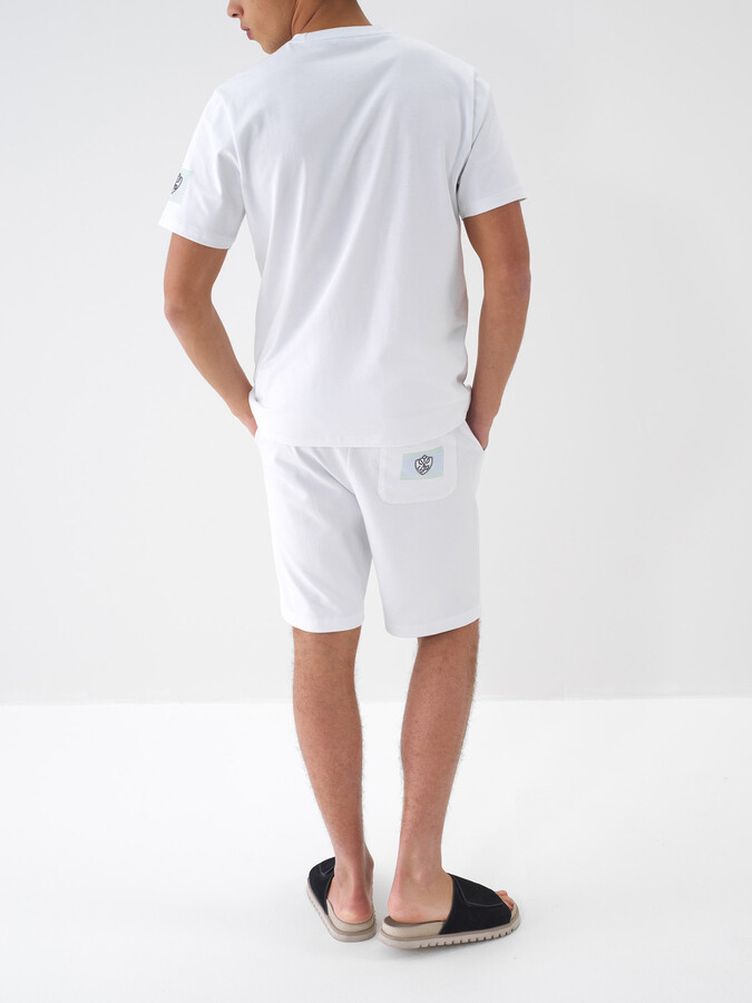 Beyaz Pamuk Dokulu Regular Fit Şort - 5
