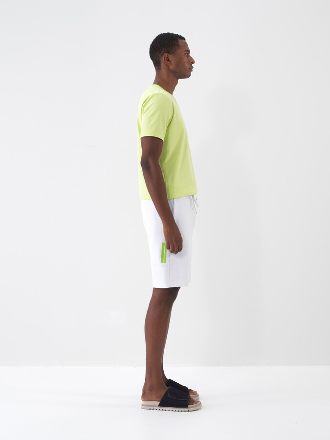 Beyaz Pamuk Dokulu Slim Fit Şort - 3