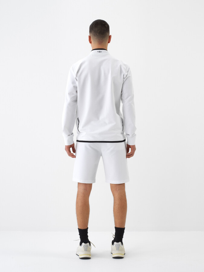 Beyaz Pamuk Dokulu Slim Fit Şort - 5