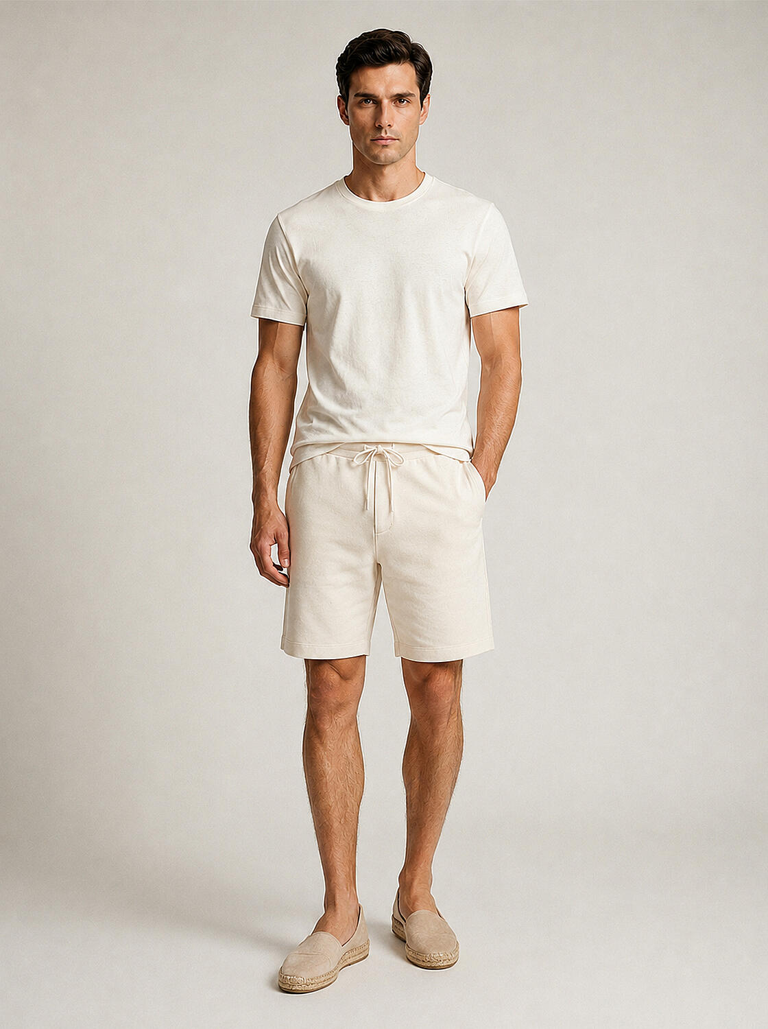 Ekru Doğal Akışlı Regular Fit Şort - 2
